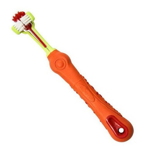 Pet Dog Oral Cleaning Tool Pet Blue, Green, Orange, Purple, White Home Three-head Toothbrush