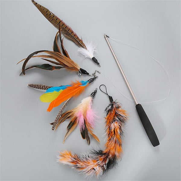 5 colors High Quality Pet Cat Toy Newly Design Bird Feather Plush Plastic Toy for Cats Cat Catcher Teaser Toy Free Shipping
