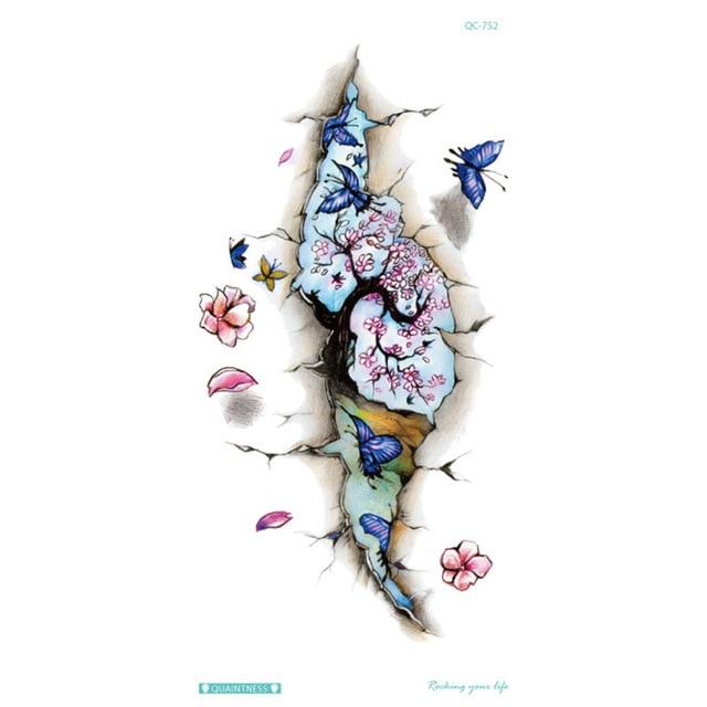 Fashion Colorful Flowers Tattoo Women New Waterproof Temporary Black Tattoo Sticker Body Art