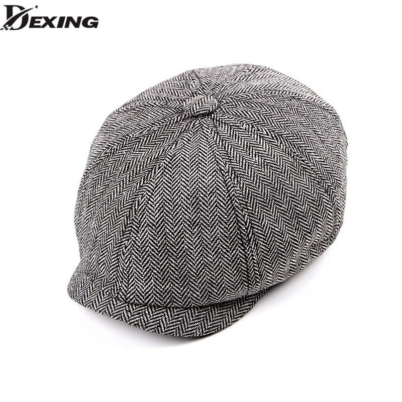 Tweed Gatsby Newsboy Cap spring autumn Hat for men Golf Driving Flat cap Berets men peaky blinders hat bone