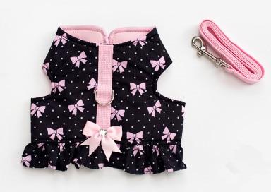 Drop shipping New style pet dog puppy small dog harness vest flower cherry rose pink plaid bow dog coat clothes