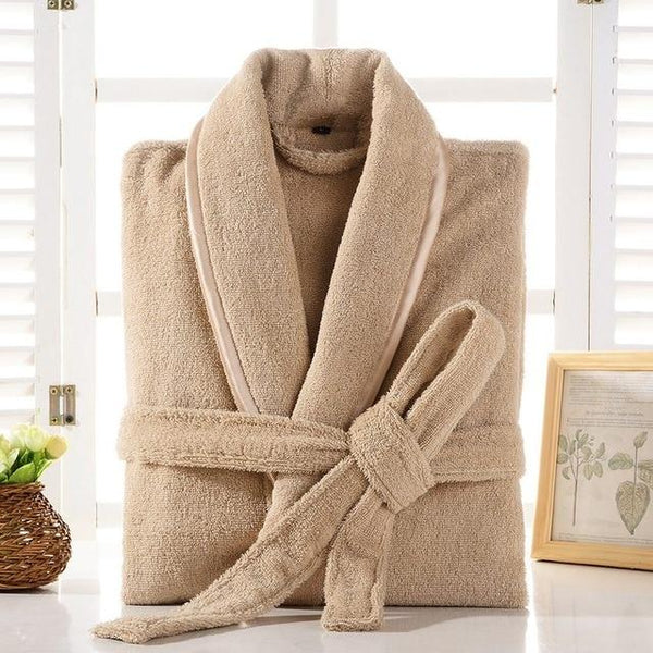 Terry Robe Men 100% Cotton Bathrobe Lovers Brown Robes Men Bathrobe Solid Towel Fleece Long Robe Sleepwear Bridesmaid Robe White