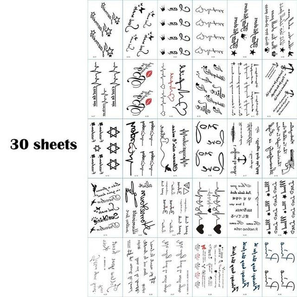New 2018 30 sheets/set Classic Tattoo Waterfproof Fake Temporary Tattoo Sticker Body Cat Star Infinity Bird Tattoo Small