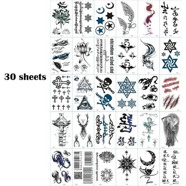 New 2018 30 sheets/set Classic Tattoo Waterfproof Fake Temporary Tattoo Sticker Body Cat Star Infinity Bird Tattoo Small