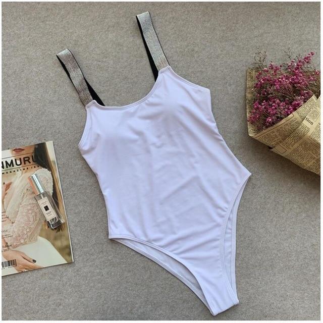 Sexy Swimwear 2019 Shinny Straps Black One Piece Swimsuit Bathing Suit Women Swimwear Beach Swim Swimsuit Monokini Drop Ship