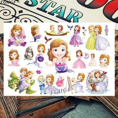 Cartoon cute Princess and pet Child Temporary Body Art Flash Tattoo Sticker 17*10cm Waterproof painless tattoo free shipping