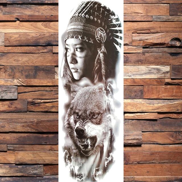 Army Warrior Soldier Black Temporary Tattoo Stickers For Men Full Body Art Arm Sleeve Tattoo 48*17CM Large Waterproof Tatoo Girl
