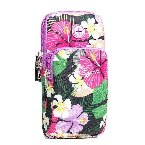 New Trail Running Sport Arm Bags Breathable Printed Flowers Dual Pocket Men Woman Phone Bag For Gym Fitness Accessories