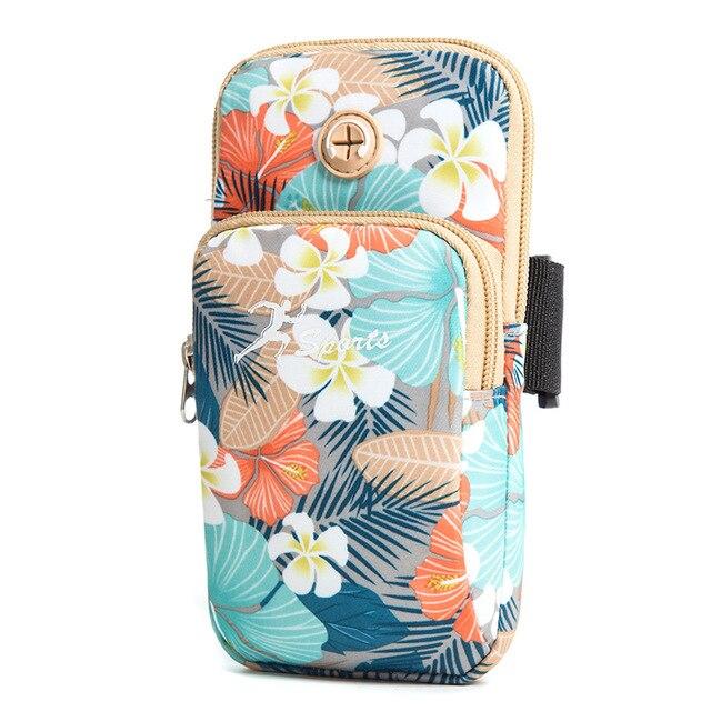 New Trail Running Sport Arm Bags Breathable Printed Flowers Dual Pocket Men Woman Phone Bag For Gym Fitness Accessories