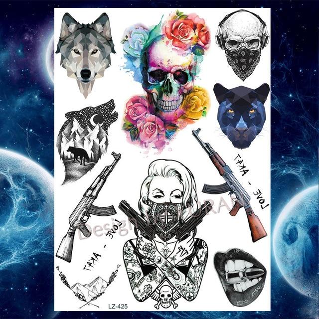 Black Diamond Geometry Owl Temporary Tattoo Sticker WOmen Fake Henna Waterproof Tattoo Decals 21*15CM Crystal Body Art ARm Tatoo