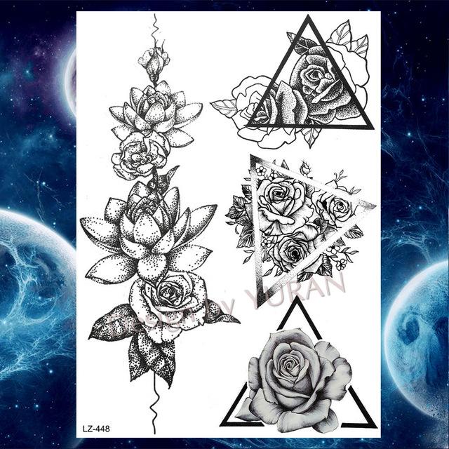 Black Diamond Geometry Owl Temporary Tattoo Sticker WOmen Fake Henna Waterproof Tattoo Decals 21*15CM Crystal Body Art ARm Tatoo