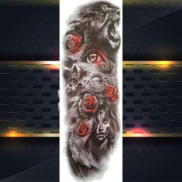 Sexy Wolf Full Flower Arm Temporary Tattoo Stickers For Men Body Art Sleeve Tattoo Decals Girl Women Waterproof Tatoo Fox Legs