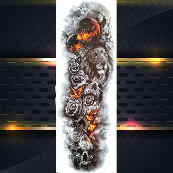 Sexy Wolf Full Flower Arm Temporary Tattoo Stickers For Men Body Art Sleeve Tattoo Decals Girl Women Waterproof Tatoo Fox Legs
