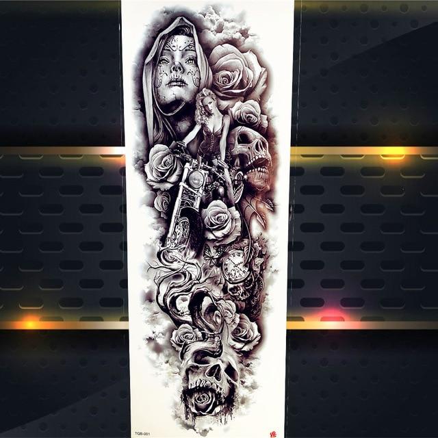 Sexy Wolf Full Flower Arm Temporary Tattoo Stickers For Men Body Art Sleeve Tattoo Decals Girl Women Waterproof Tatoo Fox Legs