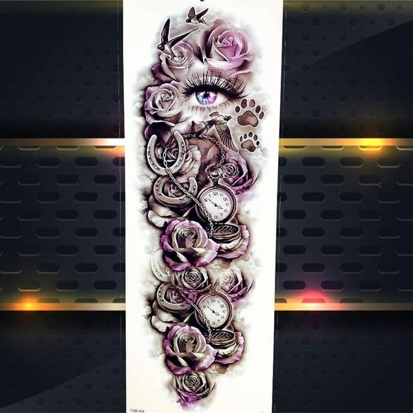 Sexy Wolf Full Flower Arm Temporary Tattoo Stickers For Men Body Art Sleeve Tattoo Decals Girl Women Waterproof Tatoo Fox Legs