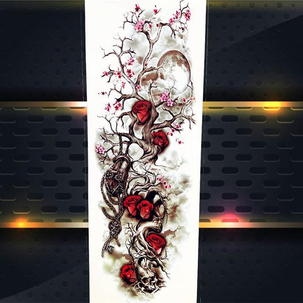 Sexy Wolf Full Flower Arm Temporary Tattoo Stickers For Men Body Art Sleeve Tattoo Decals Girl Women Waterproof Tatoo Fox Legs