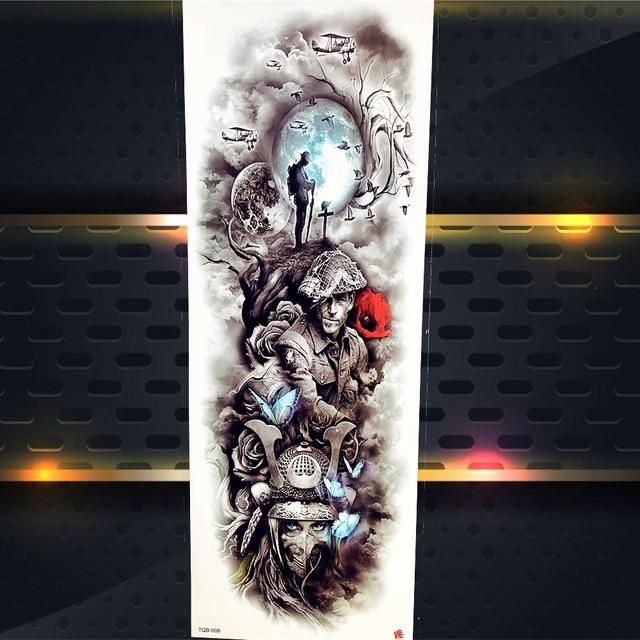 Sexy Wolf Full Flower Arm Temporary Tattoo Stickers For Men Body Art Sleeve Tattoo Decals Girl Women Waterproof Tatoo Fox Legs