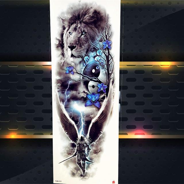 Sexy Wolf Full Flower Arm Temporary Tattoo Stickers For Men Body Art Sleeve Tattoo Decals Girl Women Waterproof Tatoo Fox Legs