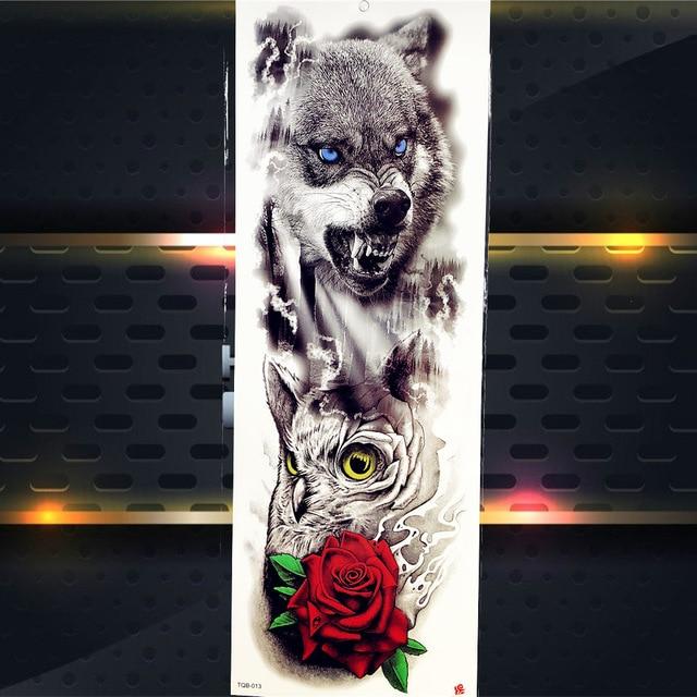 Sexy Wolf Full Flower Arm Temporary Tattoo Stickers For Men Body Art Sleeve Tattoo Decals Girl Women Waterproof Tatoo Fox Legs