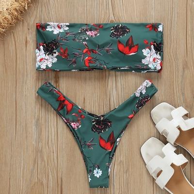 Sexy Bandeau Bikini 2019 Women Bikini Set Print Swimwear Somen Bathing Suit Push Up Female Swimsuit Swimming Beach Wear