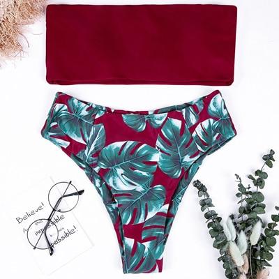 Sexy Bandeau Bikini 2019 Women Bikini Set Print Swimwear Somen Bathing Suit Push Up Female Swimsuit Swimming Beach Wear