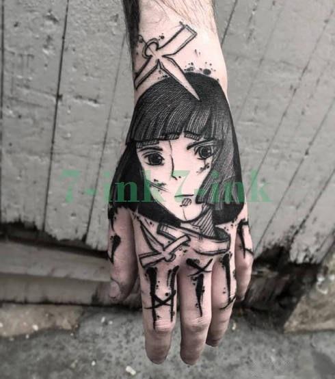 Waterproof Temporary tatoo sticker Hand Painted Cool Dark skull face letter Water Transfer fake tatoo flash tatto for men women