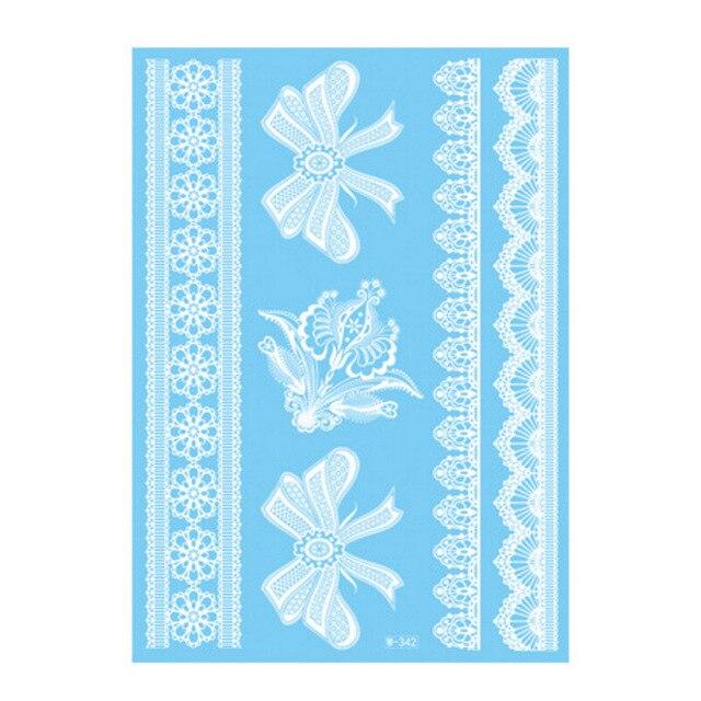 Lace Tattoo Sticker White Lace Necklace Flower Left Temporary Tattoo Sticker Body Art Paint Waterproof For Wedding