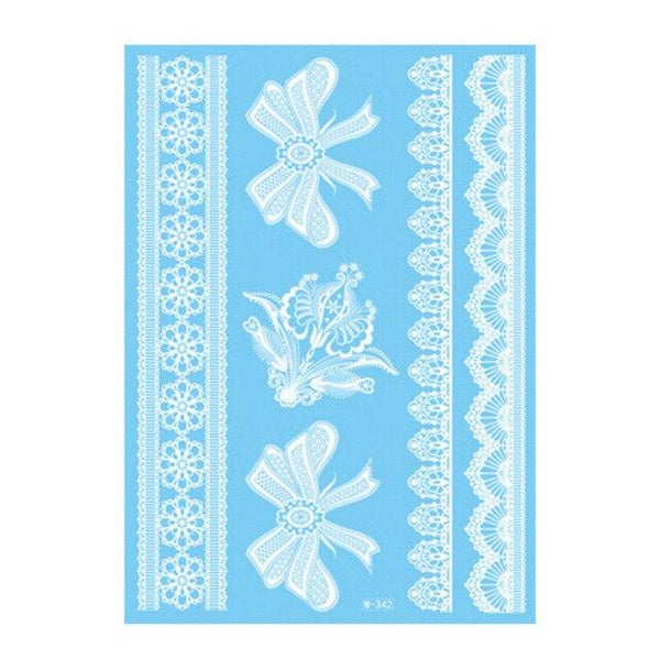 Lace Tattoo Sticker White Lace Necklace Flower Left Temporary Tattoo Sticker Body Art Paint Waterproof For Wedding