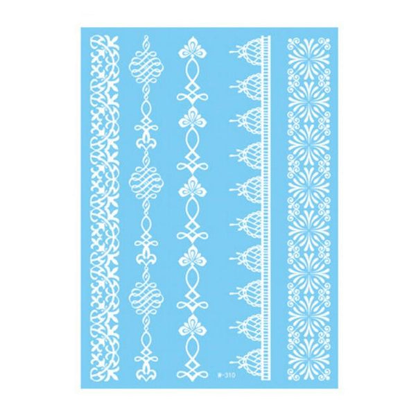 Lace Tattoo Sticker White Lace Necklace Flower Left Temporary Tattoo Sticker Body Art Paint Waterproof For Wedding