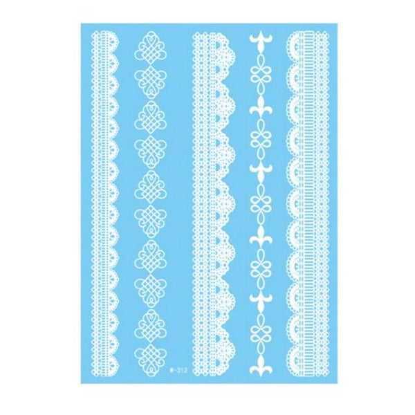 Lace Tattoo Sticker White Lace Necklace Flower Left Temporary Tattoo Sticker Body Art Paint Waterproof For Wedding