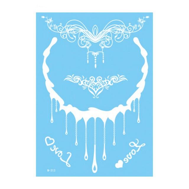 Lace Tattoo Sticker White Lace Necklace Flower Left Temporary Tattoo Sticker Body Art Paint Waterproof For Wedding