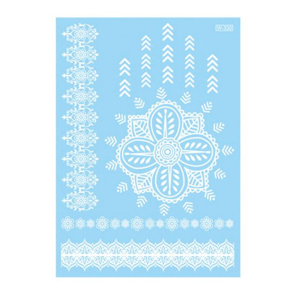 Lace Tattoo Sticker White Lace Necklace Flower Left Temporary Tattoo Sticker Body Art Paint Waterproof For Wedding