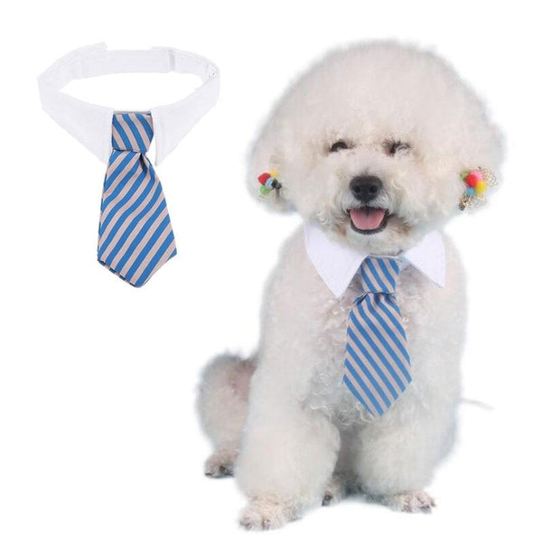 Dog Grooming Cat Colorful Striped Bow Tie Animal Striped Bowtie Collar Pet Adjustable Neck Tie White Dog Necktie Party Wedding