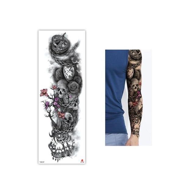 Full Flower Temporary Tattoo Sticker Arm Fake Tattoo Sticker Skull Lion Dragon Body Paint Waterproof Transfer Fake Tattoo Sleeve
