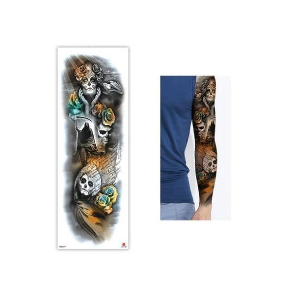 Full Flower Temporary Tattoo Sticker Arm Fake Tattoo Sticker Skull Lion Dragon Body Paint Waterproof Transfer Fake Tattoo Sleeve