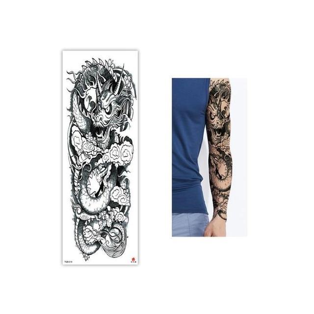 Full Flower Temporary Tattoo Sticker Arm Fake Tattoo Sticker Skull Lion Dragon Body Paint Waterproof Transfer Fake Tattoo Sleeve