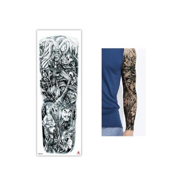Full Flower Temporary Tattoo Sticker Arm Fake Tattoo Sticker Skull Lion Dragon Body Paint Waterproof Transfer Fake Tattoo Sleeve