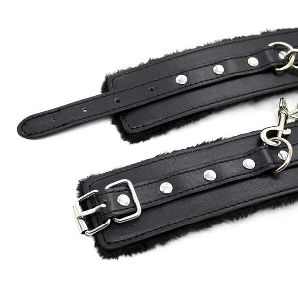 Sexy Adjustable PU Leather Plush Handcuff Ankle Cuff Restraints Bondage Sex Toy Restraints Sex Bondage Exotic Accessories