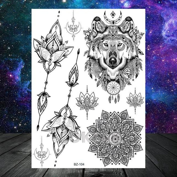 Large Black Henna Arm Tattoos Legs Bracelet India Mandala Flower Temporary Tattoo Mehndi Women Body Stickers Big Sexy Tattoo Art