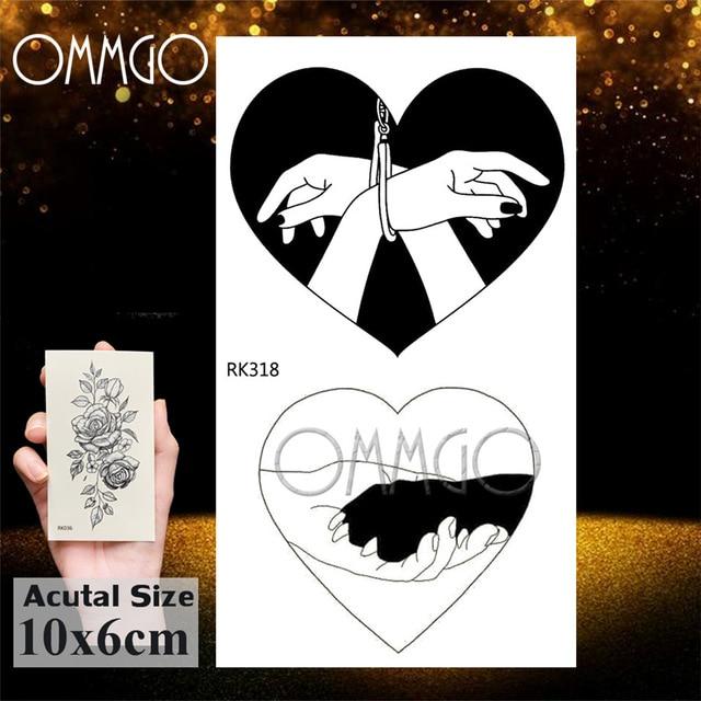 OMMGO 3D Rhombus Triangle Skull Nun Temporary Tattoo Sticker For Men Women Arm Leg Tatoo Paper Waterproof Body Art Black Tattoos