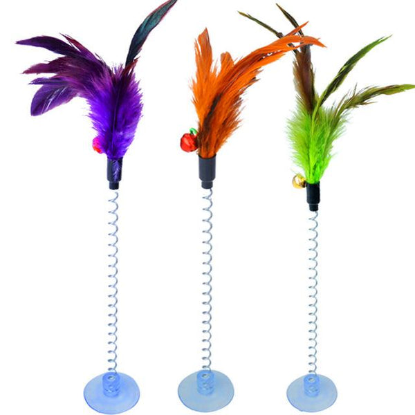 New Cat Interactive Toy with Sucker Spring Feather Plush Mouse Funny Pet Toys