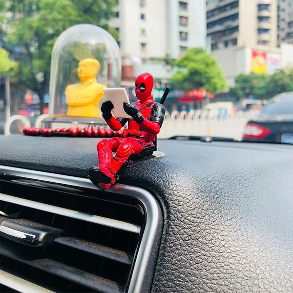 Car Ornaments Deadpool Personality Car Ornament Action Figure Sitting Model Anime Mini Doll Car Decoration Car Accessories