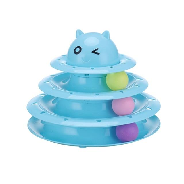 Three Levels pet cat toy Tower Tracks Disc cat Intelligence Amusement triple pay disc cat toys ball Training Amusement plate 201