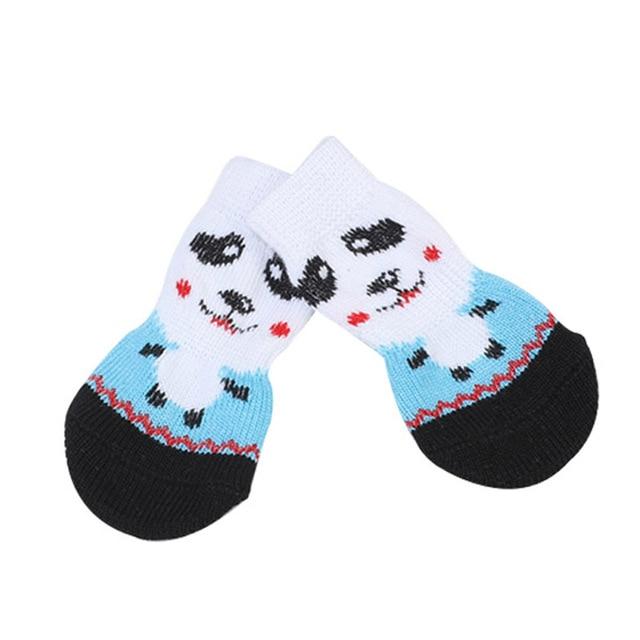 4 Pcs Pet Puppy Dog Socks Anti-slip Knitting Breathable Elasticity Warm Winter Indoor Hogard NO22