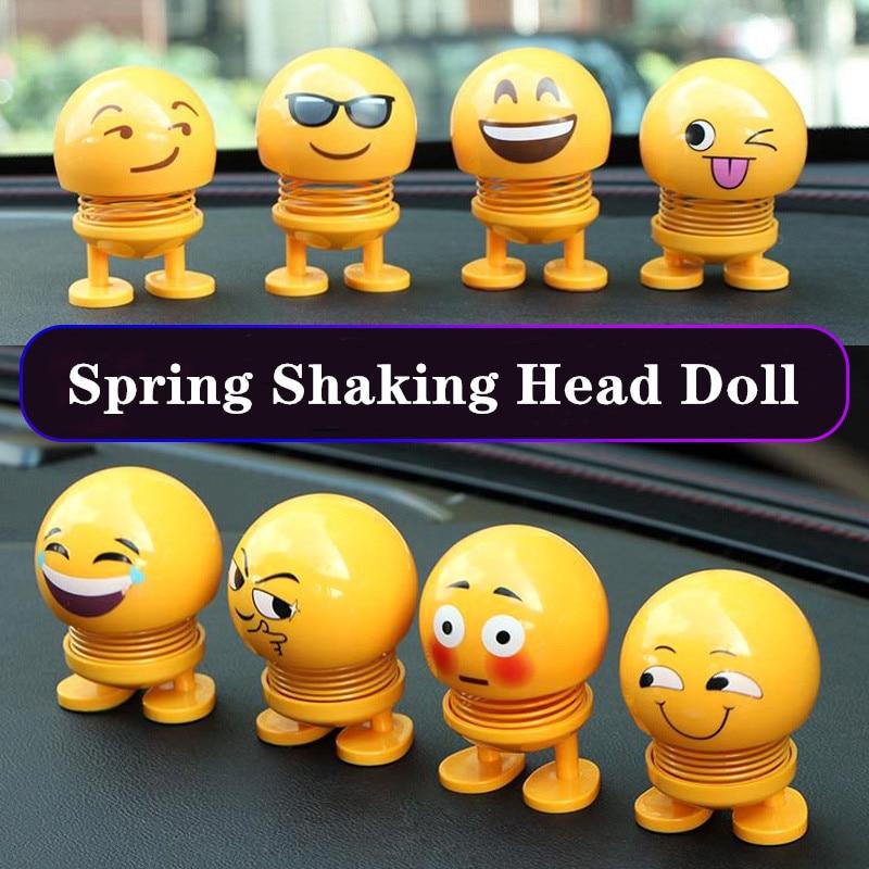 Car Interior Dashboard Decoration Creative Toys Cute Cartoon Funny Emoji Shaking Head Toys Car Ornament Smilely Car Accessories