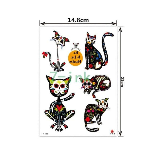 Temporary Tattoo Sticker large size body art flower Moonlight Cat God water Transfer Fake Tattoo Flash tatto for women men