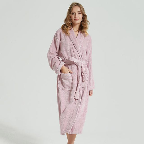 Men Bathrobe Cotton Towel Kimono Autumn Thick Warm Towel Fleece Terry Sleepwear Long Robe Hotel Spa Soft Long White Bath Robe