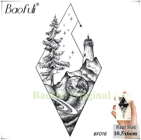 BAOFULI Hummingbird Petal Leaves Tree Temporary Tattoo Paper Flower Draw Black Tatoo Body Art Arm DIY Waterproof Tattoo Sticker