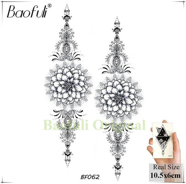 BAOFULI Hummingbird Petal Leaves Tree Temporary Tattoo Paper Flower Draw Black Tatoo Body Art Arm DIY Waterproof Tattoo Sticker
