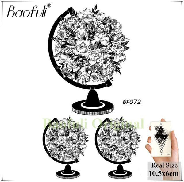 BAOFULI Hummingbird Petal Leaves Tree Temporary Tattoo Paper Flower Draw Black Tatoo Body Art Arm DIY Waterproof Tattoo Sticker